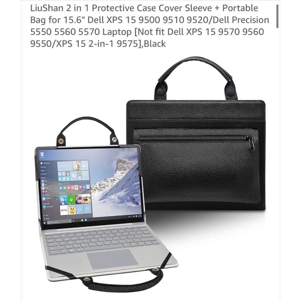 SHAN Black 2-in-1 Protective Laptop Sleeve & Carry Handle Bag